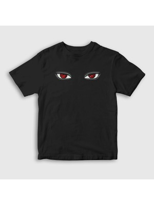 Presmono Unisex Çocuk Siyah Sharingan Anime Naruto T-Shirt