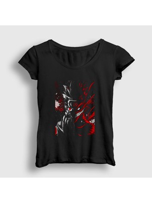 Presmono Kadın Siyah Wild Anime Naruto T-Shirt