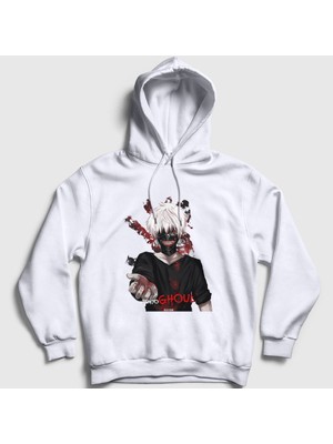 Presmono Unisex Beyaz Hand Anime Tokyo Ghoul Kapüşonlu Sweatshirt