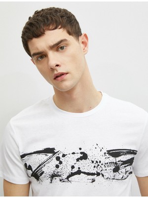 Koton Erkek Desenli T-Shirt Pamuklu Kısa Kollu