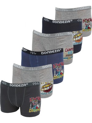 Dondeza Erkek Çocuk Pamuklu Baskılı 6'lı Boxer