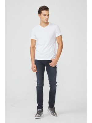 Avva Erkek Beyaz V Yaka Düz T-Shirt E001001