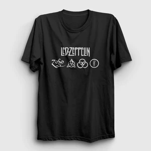 Unisex Siyah Symbols Led Zeppelin T-Shirt