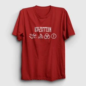 Unisex Kırmızı Symbols Led Zeppelin T-Shirt