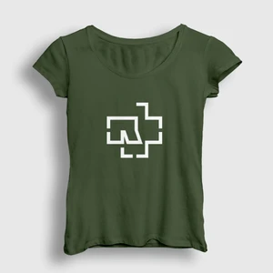 Kadın Haki Logo Rammstein T-Shirt