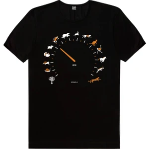 Sürat Göstergesi Siyah Kısa Kollu Erkek T-Shirt