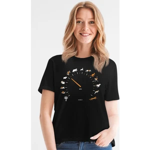 Sürat Göstergesi Siyah Kısa Kollu Kadın T-Shirt
