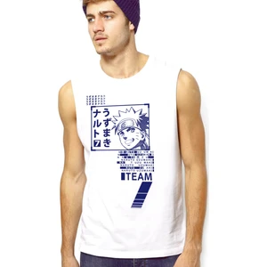 Naruto Yazılar Beyaz Kesik Kol | Kolsuz Erkek T-Shirt | Atlet