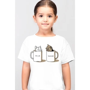 Sütlü Sade Beyaz Kısa Kollu Kız Erkek Çocuk T-Shirt
