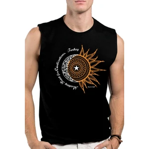 Türkiye Ay Yıldız Siyah Kesik Kol | Kolsuz Erkek T-Shirt | Atlet