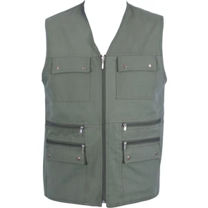 Derin Mavi Çok Cepli Pamuk Keten Avcı Yelek, 5 Renk Secenekli