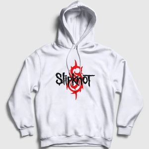 Unisex Beyaz Logo Slipknot Kapüşonlu Sweatshirt