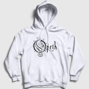 Unisex Beyaz Logo Opeth Kapüşonlu Sweatshirt