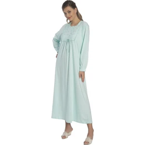 Akala-Dy Pamuklu Uzun Kol Penye Kadın Gecelik 9003