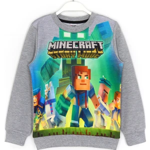 Story Mode Baskılı Erkek Çocuk Sweatshirt 5 - 14 Yaş Gri 001-0001809