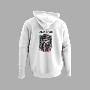 Raf Coll Unisex Beyaz Kapüşonlu Sweatshirt Sırt  Dijital Baskılı