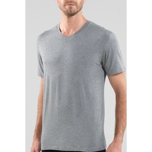 Silver V Yaka Kısa Kol Gri T-Shirt 9308