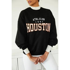 Siyah Baskılı Polarlı Sweatshirt 1KXK8-44719-02