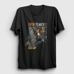 Unisex Siyah Eren Fan Anime Attack On Titan T-Shirt