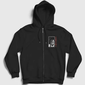 Unisex Siyah Kenpachi Anime Bleach Fermuarlı Kapüşonlu Sweatshirt