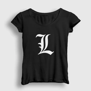 Kadın Siyah Logo L Anime Death Note T-Shirt