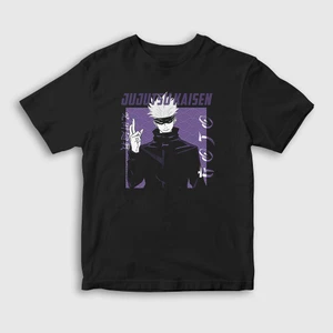 Unisex Çocuk Siyah Gojo Anime Jujutsu Kaisen T-Shirt