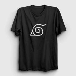 Unisex Siyah Konoha Anime Naruto T-Shirt