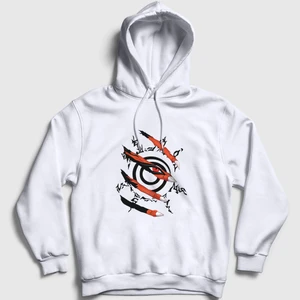 Unisex Beyaz Kyuubi Anime Naruto Kapüşonlu Sweatshirt