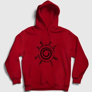 Unisex Kırmızı Seal Anime Naruto Kapüşonlu Sweatshirt