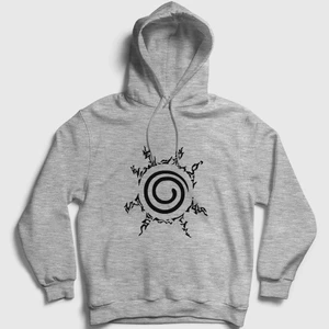 Unisex Gri Seal Anime Naruto Kapüşonlu Sweatshirt