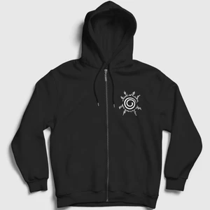 Unisex Siyah Seal Anime Naruto Fermuarlı Kapüşonlu Sweatshirt