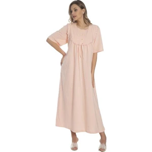 Akala-Dy Pamuklu Kısa Kol Penye Kadın Gecelik 9009