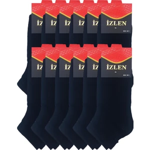 Izlen Siyah Erkek Kısa Spor Çorap 12 Adet