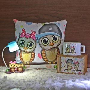Best Friends Baykuş Puf Yastık Baykuş Işıklı Biblo Masa Lambası Baykuş Kutulu Kupa Set