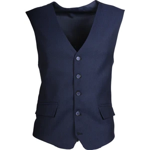 Nokta Desenli Mavi Slim Fit Yelek