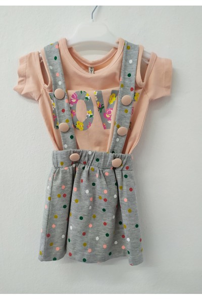 Lyra Kids Love Baskılı Puantiyeli Kız Çocuk Elbise