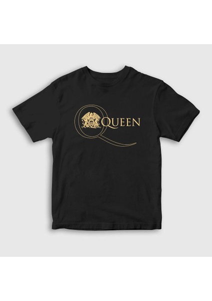 Unisex Çocuk Siyah Gold Logo Queen T-Shirt