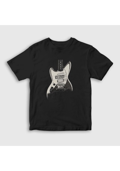 Unisex Çocuk Siyah Guitar Nirvana T-Shirt