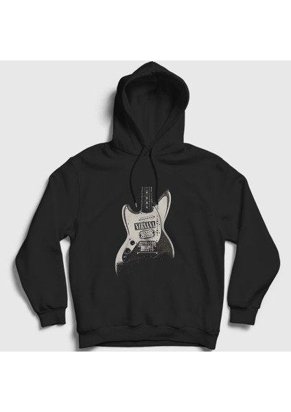 Unisex Siyah Guitar Nirvana Kapüşonlu Sweatshirt