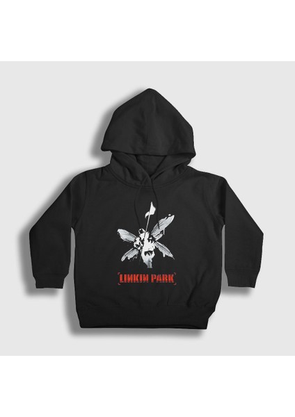 Unisex Çocuk Siyah Hybrid Theory Linkin Park Kapüşonlu Sweatshirt