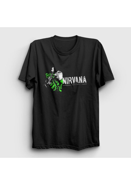 Unisex Siyah Kurt Cobain Nirvana T-Shirt