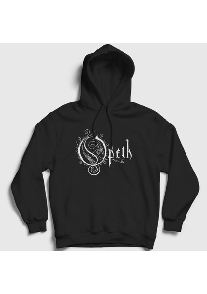 Unisex Siyah Logo Opeth Kapüşonlu Sweatshirt