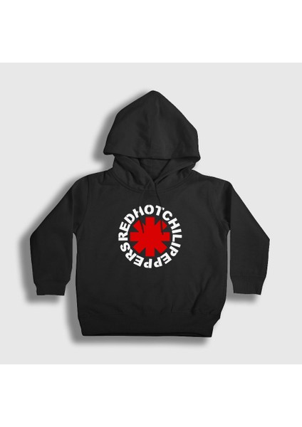 Unisex Çocuk Siyah Logo Red Hot Chili Peppers Kapüşonlu Sweatshirt