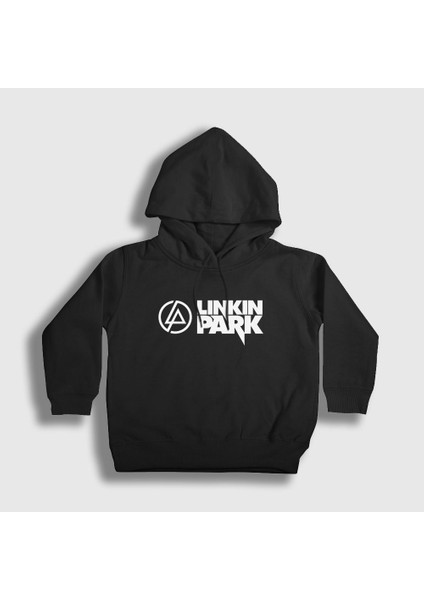 Unisex Çocuk Siyah Logo V2 Linkin Park Kapüşonlu Sweatshirt