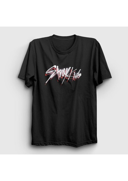 Unisex Siyah Logo V2 Stray Kids T-Shirt