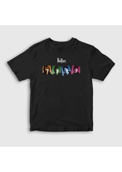 Unisex Çocuk Siyah Members The Beatles T-Shirt