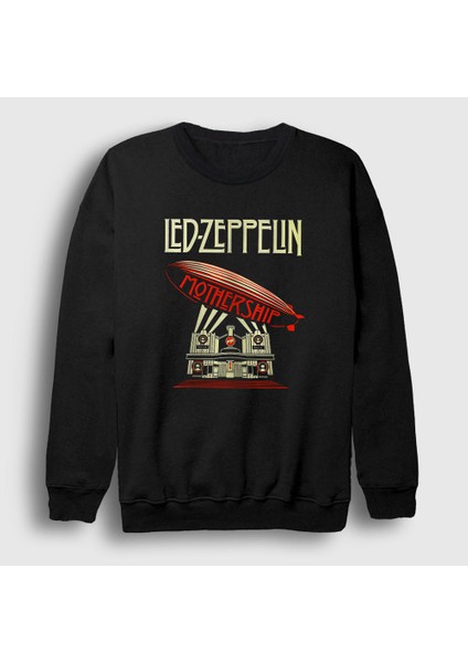 Unisex Siyah Mothership Led Zeppelin Sweatshirt