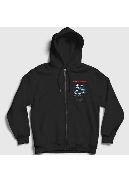Unisex Siyah Movie Rammstein Fermuarlı Kapüşonlu Sweatshirt