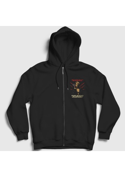 Unisex Siyah Paranoid Android Radiohead Fermuarlı Kapüşonlu Sweatshirt
