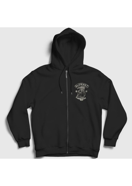 Unisex Siyah Reaper Slipknot Fermuarlı Kapüşonlu Sweatshirt